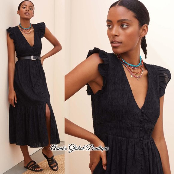 NWT, Anthropologie Embroidered Ruffled Smocked Midi Dress - Picture 11 of 16